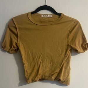 Women's We the Free XS Mustard Crop Top Scoop Neck